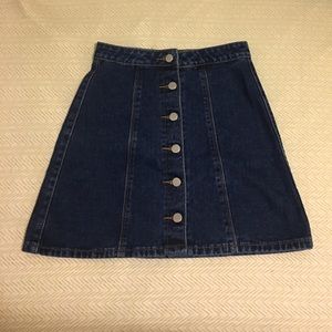 Button Down A-Line Denim Skirt